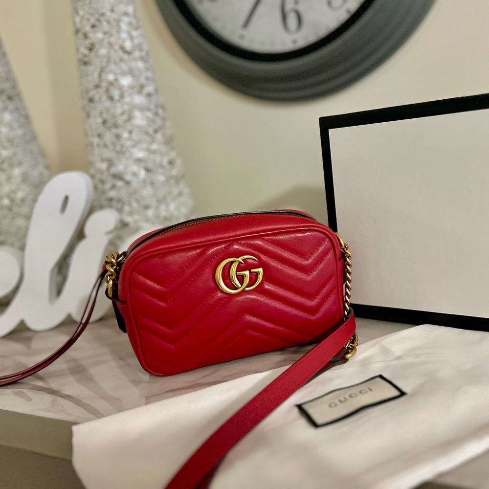SOLD Authentic❣️Gucci Red Leather Marmont❣️